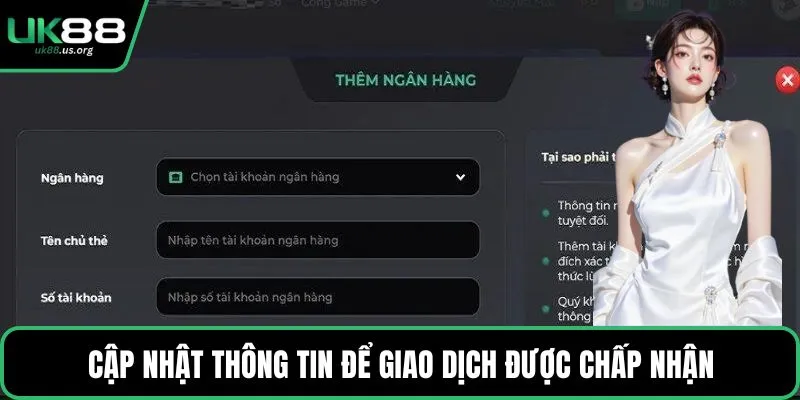 Cập nhật thông tin để giao dịch được chấp nhận