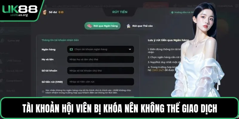 Tài khoản hội viên bị khóa nên không thể giao dịch